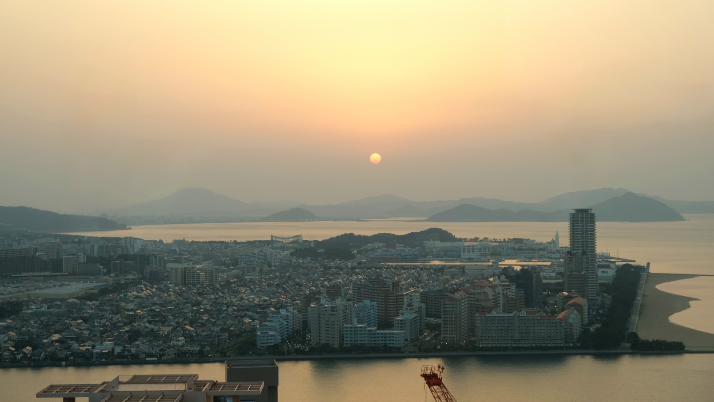福岡塔 展望台夕陽景色