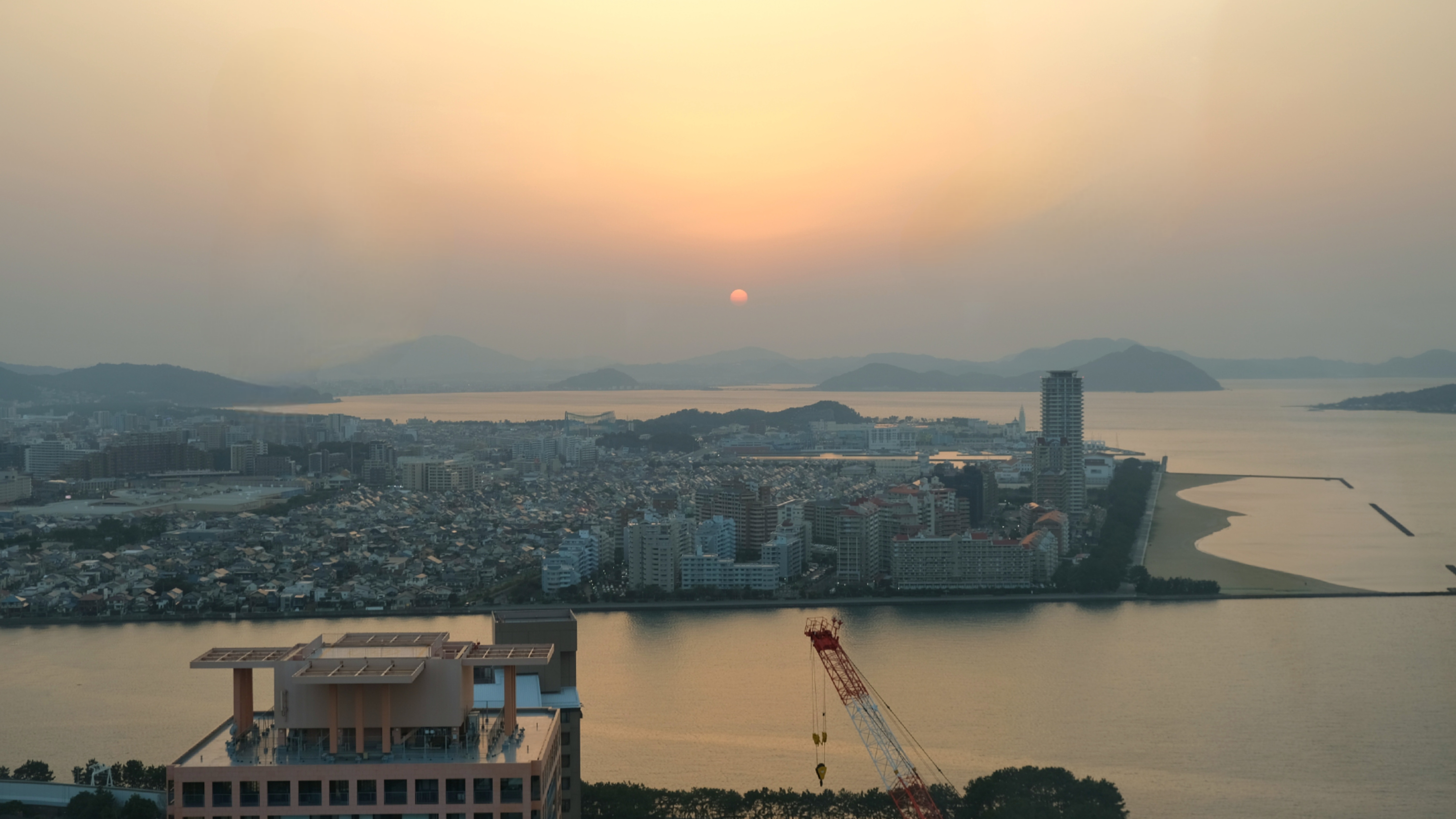 福岡塔 展望台夕陽景色