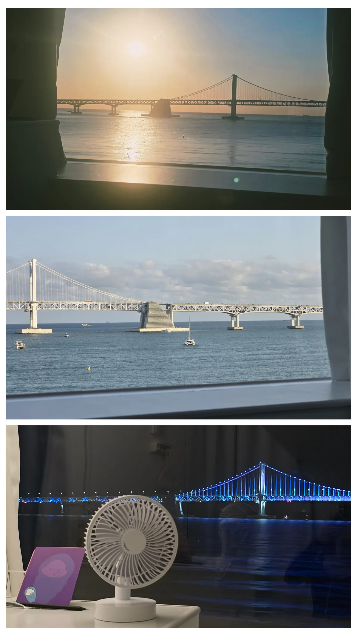 【廣安里海景房】HOTEL 1膠囊房型最詳細開箱,從日出到夜晚一人獨享美景、CAFE BYUL咖啡廳 - 第18張圖 廣安里海景膠囊房型看到的日出、下午、晚上景色