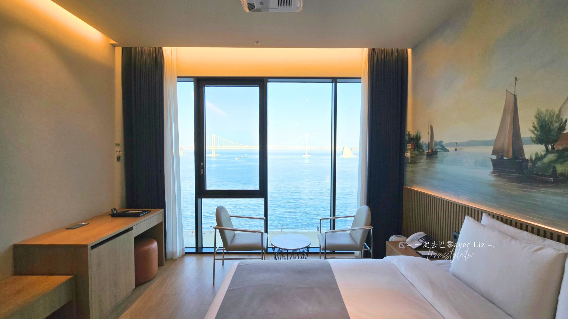 【Guess who釜山飯店評價】廣安里大片海景窗飯店推薦，櫃台24小時、下樓就是海灘!